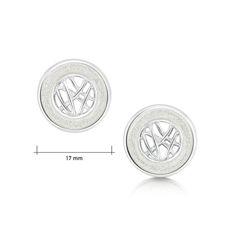 Creel Silver Pool Stud Earrings in Crystal Enamel