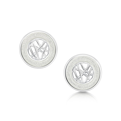 Creel Silver Pool Stud Earrings in Crystal Enamel by Sheila Fleet Jewellery