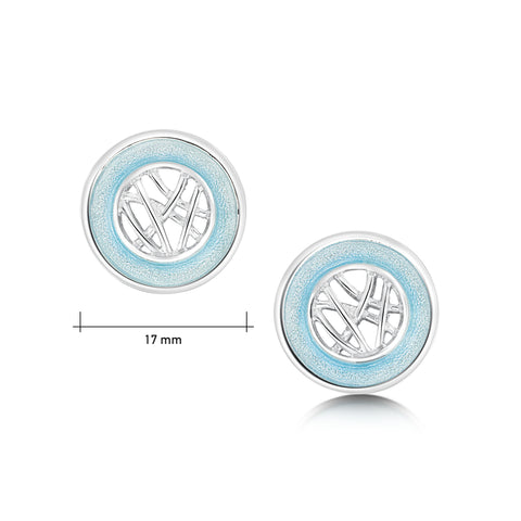 Creel Silver Pool Stud Earrings in Ice Enamel