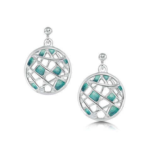 Creel Drop Earrings in Storm Enamel by Sheila Fleet Jewellery