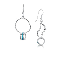 Wave Surfers Enamel Drop Earrings in Sterling Silver by Sheila Fleet Jewellery