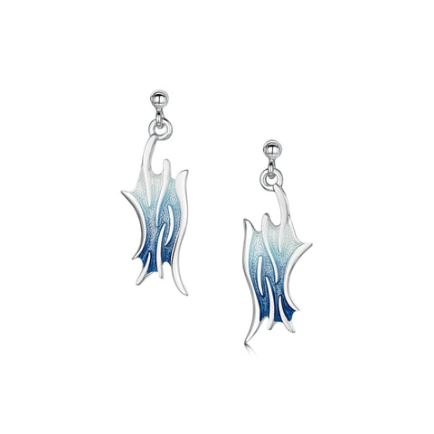Sea Motion Drop Earrings in Lunar Light Enamel by Sheila Fleet Jewellery