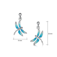 Dragonfly Enamelled Drop Earrings in Sterling Silver
