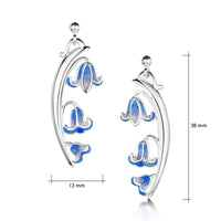 Bluebell 3-flower Enamel Drop Earrings in Sterling Silver