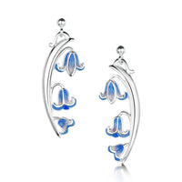 Bluebell 3-flower Enamel Drop Earrings in Sterling Silver by Sheila Fleet Jewellery