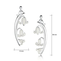 Bluebell 3-flower Drop Earrings in Whitebell Enamel