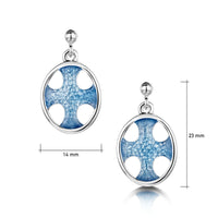 Cross of the Kirk Silver Drop Earrings in Cool Slate Enamel by Sheila Fleet Jewellery