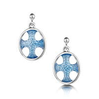 Cross of the Kirk Silver Drop Earrings in Cool Slate Enamel by Sheila Fleet Jewellery