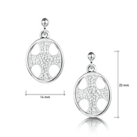 Cross of the Kirk Silver Drop Earrings in Crystal Enamel by Sheila Fleet Jewellery