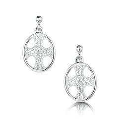 Cross of the Kirk Silver Drop Earrings in Crystal Enamel by Sheila Fleet Jewellery