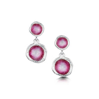 Lunar Bright Double Drop Earrings in Hot Pink Enamel by Sheila Fleet Jewellery