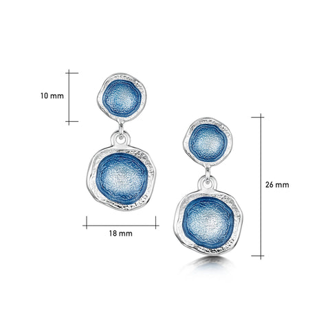 Lunar Sterling Silver Double Drop Enamel Earrings by Sheila Fleet Jewellery