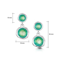 Lunar Bright Double Drop Earrings in Spring Green Enamel by Sheila Fleet Jewellery