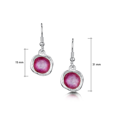Lunar Bright Single Drop Earrings in Hot Pink Enamel