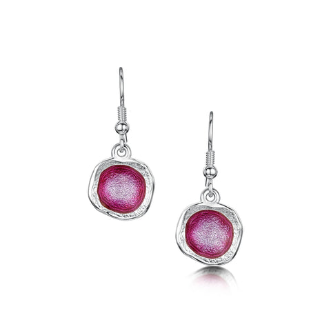 Lunar Bright Single Drop Earrings in Hot Pink Enamel by Sheila Fleet Jewellery