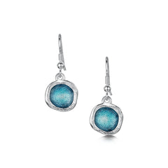 Lunar Sterling Silver Single Drop Earrings in Lichen Enamel by Sheila Fleet Jewellery