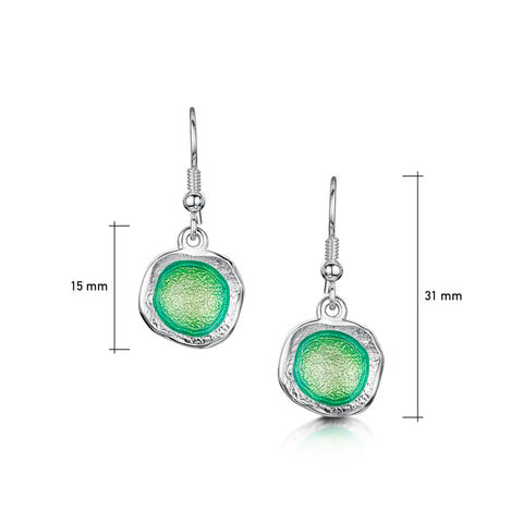 Lunar Bright Single Drop Earrings in Spring Green Enamel