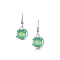 Lunar Bright Single Drop Earrings in Spring Green Enamel by Sheila Fleet Jewellery