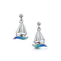 Orkney Yole Drop Earrings in Ocean Hue Enamel by Sheila Fleet Jewellery