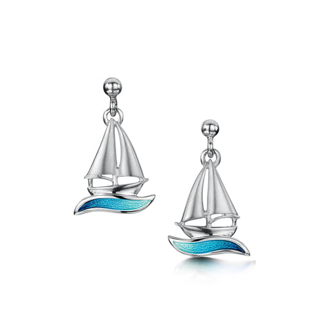 Orkney Yole Drop Earrings in Tempest Enamel by Sheila Fleet Jewellery