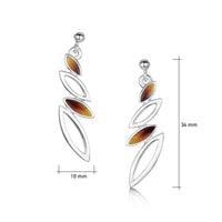 Seasons Silver 4-leaf Drop Earrings in Autumn Enamel by Sheila Fleet Jewellery