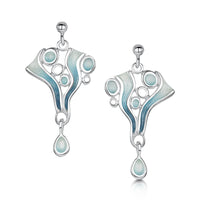 Arctic Stream Drop Earrings in Arctic Blue Enamel by Sheila Fleet Jewellery