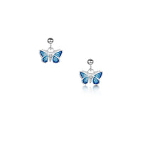 Holly Blue Butterfly Small Enamel Drop Earrings by Sheila Fleet Jewellery