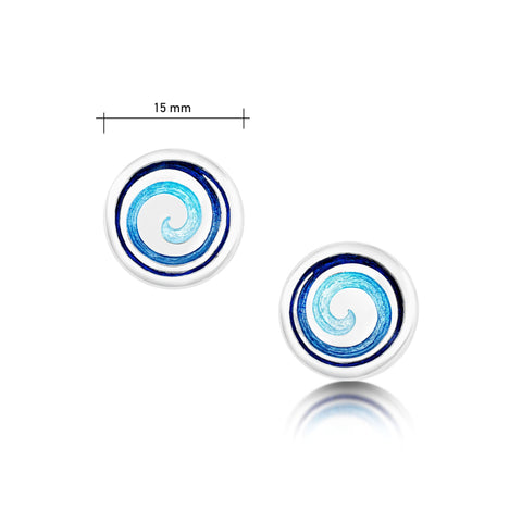 Surfbreaker Enamel Stud Earrings in Sterling Silver by Sheila Fleet Jewellery