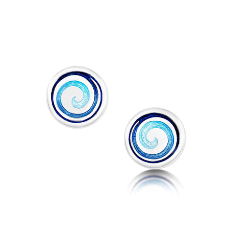 Surfbreaker Enamel Stud Earrings in Sterling Silver by Sheila Fleet Jewellery