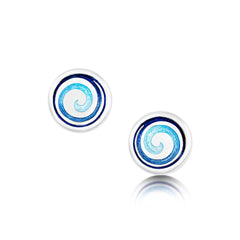Surfbreaker Enamel Stud Earrings in Sterling Silver by Sheila Fleet Jewellery