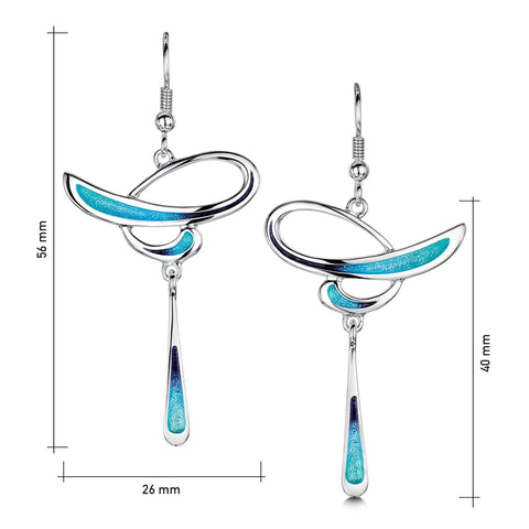 Scapa Flow Enamel Drop Earrings in Sterling Silver