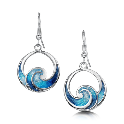 Pentland Enamel Drop Earrings in Sterling Silver