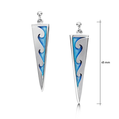 New Wave Silver Drop Earrings in Pentland Enamel by Sheila Fleet Jewellery