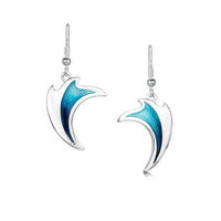 New Wave Silver Curve Drop Earrings in Peacock Enamel by Sheila Fleet Jewellery