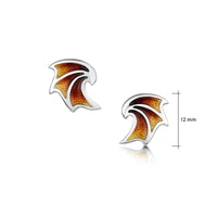 Dragon Wave Silver Stud Earrings in Flame Enamel