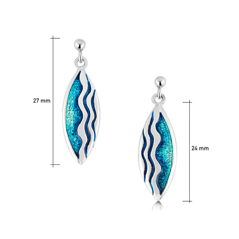 Sands of Time Drop Earrings in Peacock Enamel
