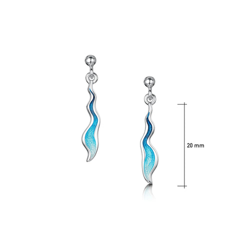 River Ripples Sterling Silver Drop Earrings in Tropical Enamel by Sheila Fleet Jewellery