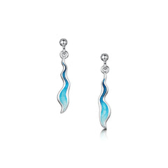 River Ripples Sterling Silver Drop Earrings in Tropical Enamel by Sheila Fleet Jewellery