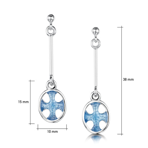 Cross of the Kirk Dress Drop Earrings in Cool Slate Enamel by Sheila Fleet Jewellery