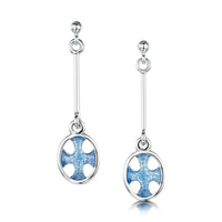 Cross of the Kirk Dress Drop Earrings in Cool Slate Enamel by Sheila Fleet Jewellery