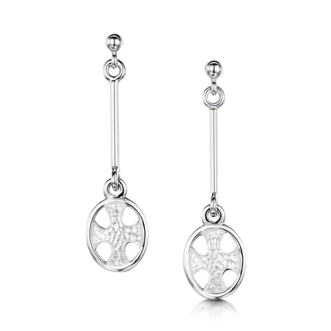 Cross of the Kirk Dress Drop Earrings in Crystal Enamel by Sheila Fleet Jewellery