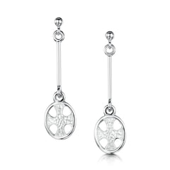 Cross of the Kirk Dress Drop Earrings in Crystal Enamel by Sheila Fleet Jewellery