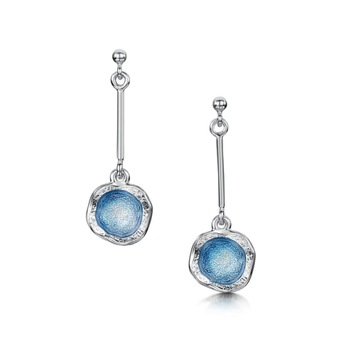 Long Sterling Silver Lunar Drop Enamel Earrings by Sheila Fleet Jewellery