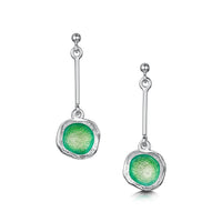 Long Lunar Bright Drop Earrings in Spring Green Enamel by Sheila Fleet Jewellery