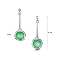 Long Lunar Bright Drop Earrings in Spring Green Enamel