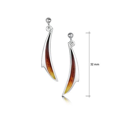 New Wave Dress Drop Earrings in Flame Enamel