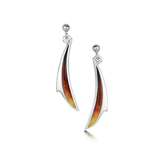 New Wave Small Curve Drop Earrings in Flame Enamel by Sheila Fleet Jewellery