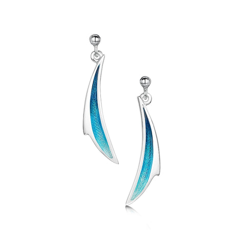 New Wave Small Curve Drop Earrings in Peacock Enamel by Sheila Fleet Jewellery