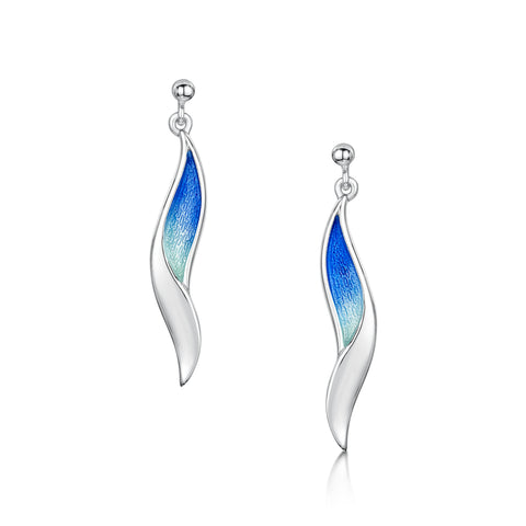 Flight Sterling Silver Dress Drop Earrings in Sky Enamel