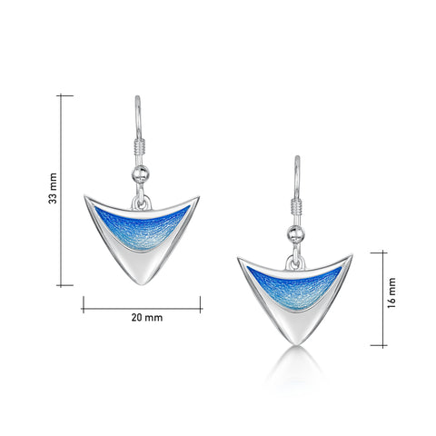 Wing Drop Earrings in Sky Enamel by Sheila Fleet Jewellery